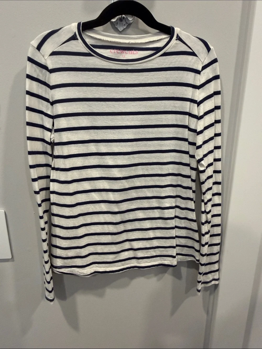 Crewcuts White & Navy Striped Long Sleeve Tee